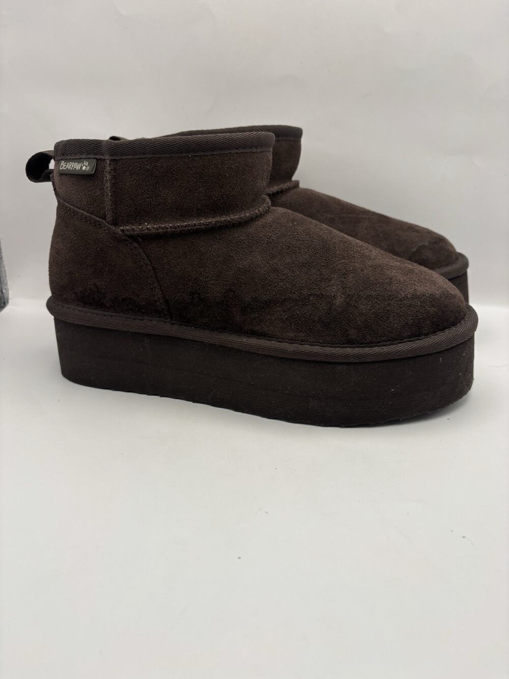 Bearpaw Chocolate Brown Suede Platform Booties Women Size 7